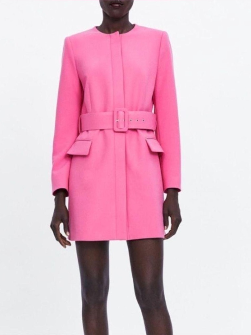 Pink Belted Long-Sleeve blazer/dress